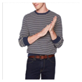thumbnail image 1 of J.Crew Mercantile Men's Pique Striped Crewneck Sweater Cotton Heather Atlantic M, 1 of 2