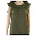 thumbnail image 1 of J. Crew NEW Olive Green Womens Size 8P Petite Ruffled Poplin Blouse 8 petite, 1 of 1