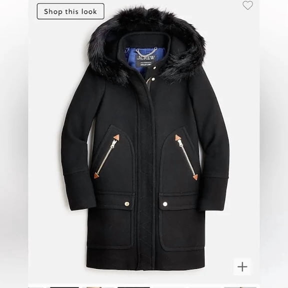 J Crew Women's Chateau Wool Parka Black Size 0 J5488