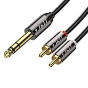 J&D 1/4 inch TRS to Dual RCA Audio Video Cable, Gold Plated Heavy Duty Copper Shell, 3 ft