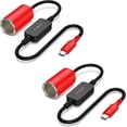thumbnail image 1 of J&D 12V Car Cigarette Lighter Socket with USB Ports, Male to Female, 18W High-Speed Charging for Multiple Devices, Compatible with Dash Cams, GPS, LED Strips, 2-Pack, Red, 1ft, 1 of 4