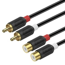 J&D 2 RCA Extension Cable, RCA Cable Gold Plated Audiowave Series 2 RCA Male to 2 RCA Female Stereo Audio Extension Cable, 9 Feet