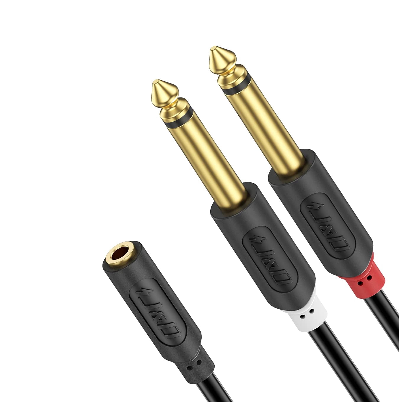 3.5mm Female To 2x 6.35mm Mono Male Y-Splitter Cable - Stereo To Dual 1/4" Adapter