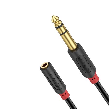 J&D 3.5mm to 6.35mm Stereo Audio Cable, 1/8 inch TRS Female to 1/4 inch TRS Male, PVC Shell, 6 ft