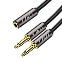 J&D 3.5mm Female to 2 x 3.5mm Male Stereo Audio Cable TS TRS Cable, Gold Plated Copper Shell, 3 ft