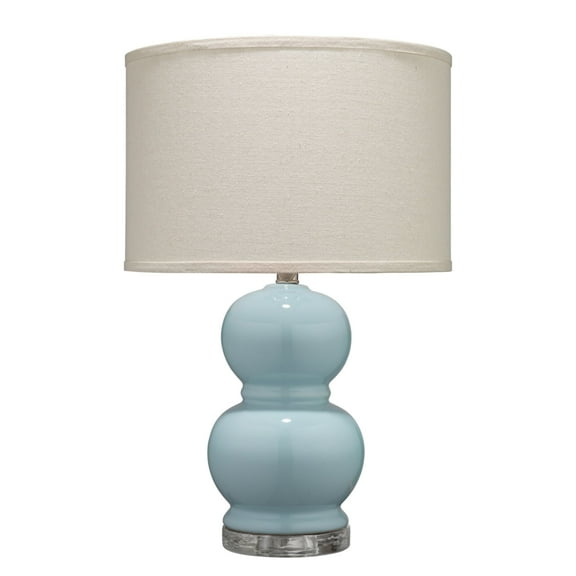 J&D Designs Bubble Transitional Glass Table Lamp with Linen Shade in Blue