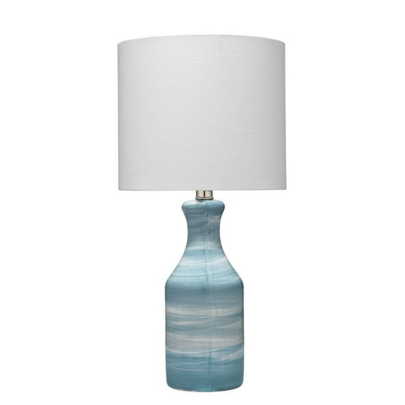J&D Designs Bungalow 1-Light Transitional Ceramic Table Lamp in Blue/White