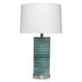 thumbnail image 1 of J&D Designs Casey Transitional Glass & Linen Table Lamp in Turquoise/White, 1 of 4