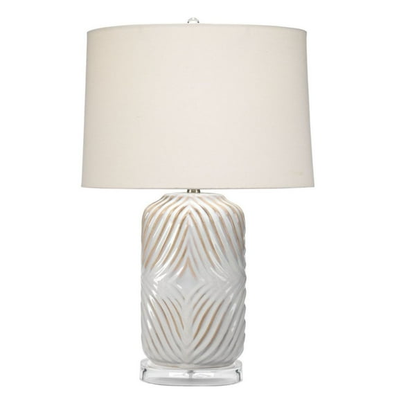 J&D Designs Harper Traditional Ceramic Table Lamp in White and Natural Finish