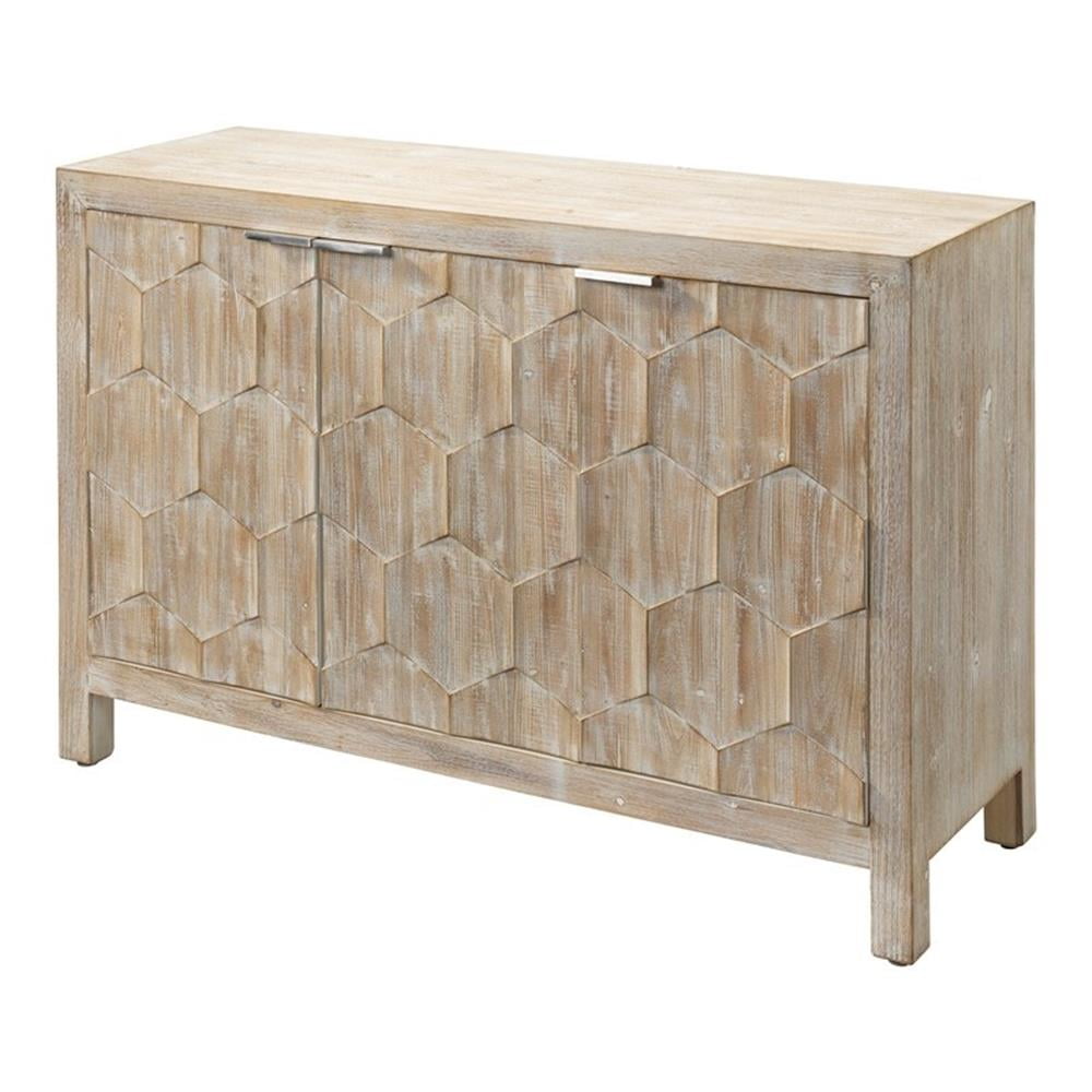 Juniper Beige and Gray Fir Wood Three-Door Accent Cabinet