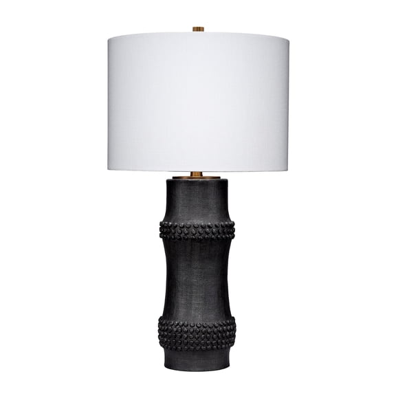 J&D Designs Rail Polyresin Table Lamp with Linen Shade Black