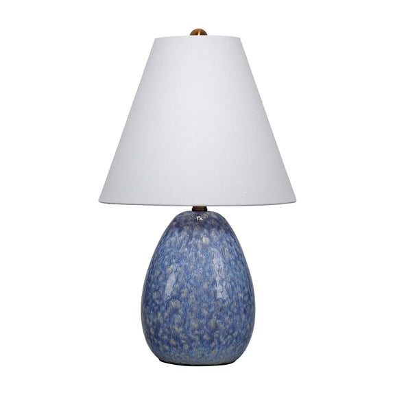 J&D Designs Raindrop Ceramic Table Lamp with Linen Shade Blue