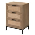 thumbnail image 1 of J&D Designs Reed 3-Drawer Coastal Wood & Iron Side Table in Brown, 1 of 4