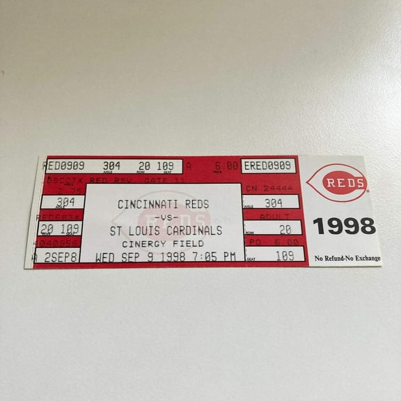 J.D. Drew First MLB Hit First Home Run Original Ticket Sep. 9, 1998