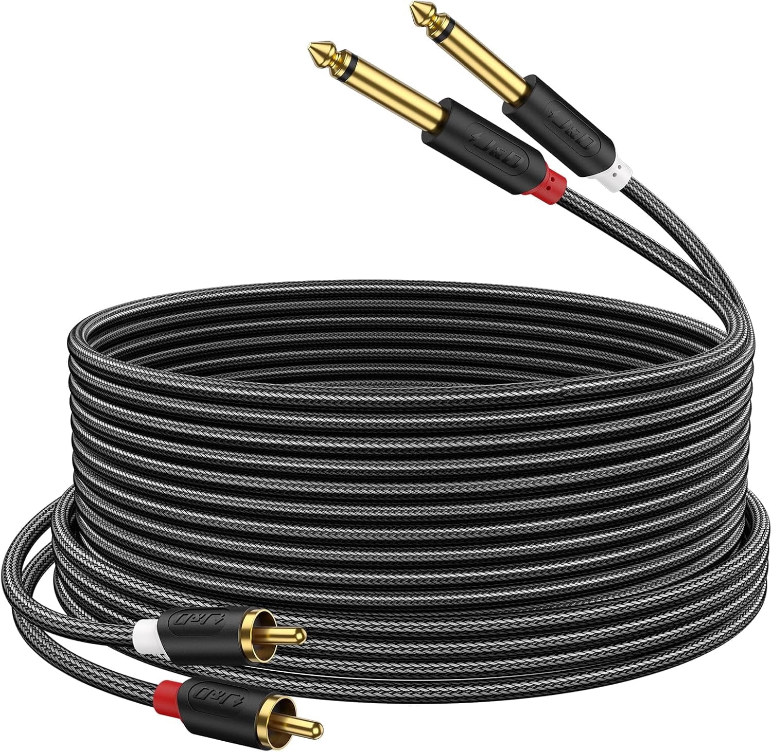 J&D 15 ft TS to 2 Rca Stereo Audio Adapter Cable for Connecting