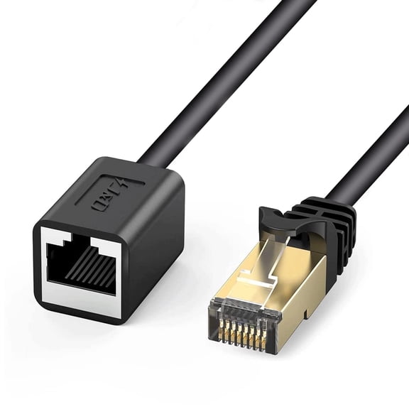J&D 15 ft Cat 6 Ethernet Extension Cable, Shielded RJ45 Male to Female Network Extender Cord