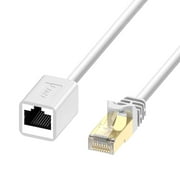 J&D Ethernet Extension Cable, RJ45 Male to Female, Supports Cat6/Cat5e/Cat5, 15 Feet, White