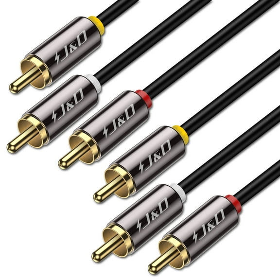 J&D 9 ft Heavy Duty 6.35mm TRS to 2 RCA Stereo Y Splitter Audio Cable, Gold Plated, for Home or Studio