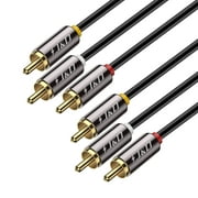 J&D Gold Plated 3 RCA Male to 3 RCA Male Stereo Audio Cable, Audio/Video RCA Cable Heavy Duty, 6 ft
