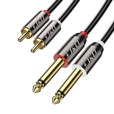 J&D Gold Plated Dual 1/4 inch TS to Dual RCA Stereo Audio Interconnect Cable, 6 Feet