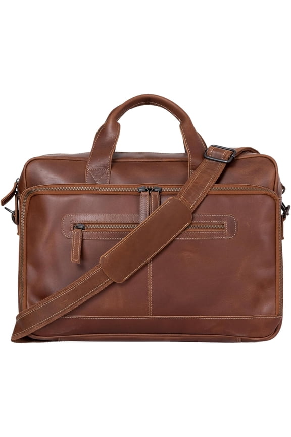 J.D. LEATHERS 16-inch  Full Grain Buffalo Leather Laptop Briefcase - Professional Office Bag for Men & Women