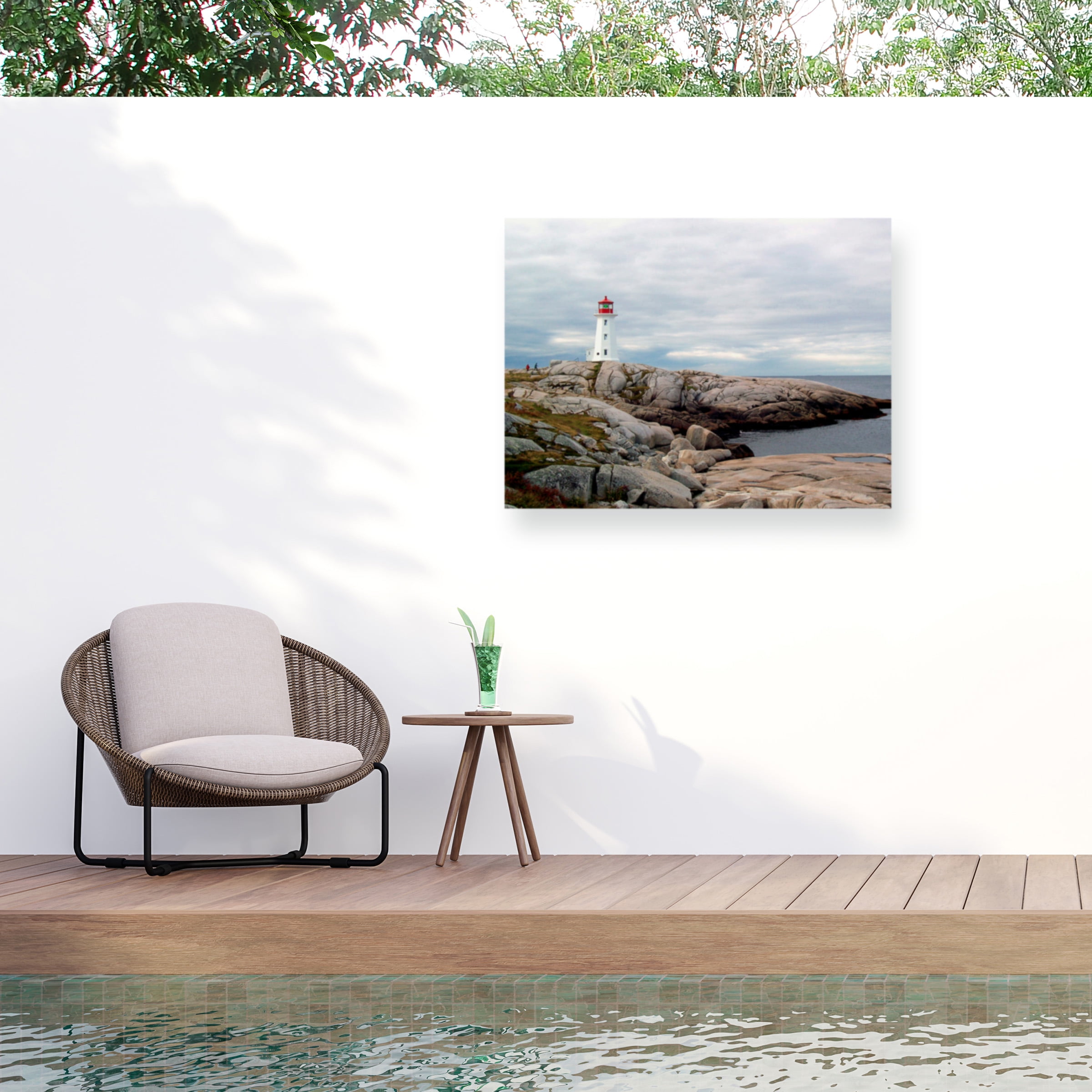 J.D. Mcfarlan 'Peggy's Cove Lighthouse' Outdoor Canvas 14x19