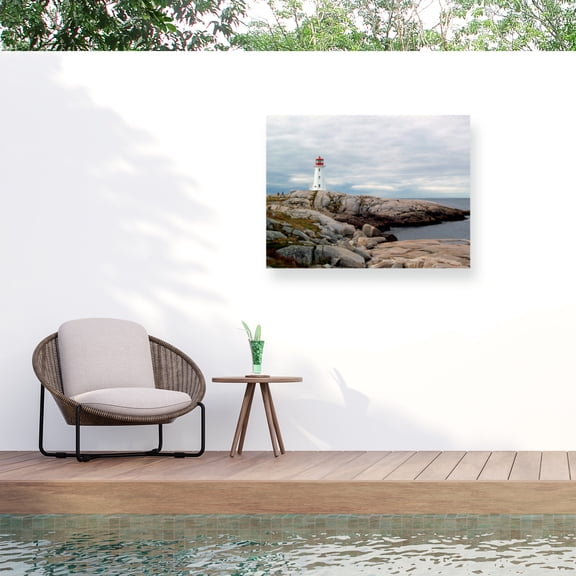 J.D. Mcfarlan 'Peggy's Cove Lighthouse' Outdoor Canvas 14x19