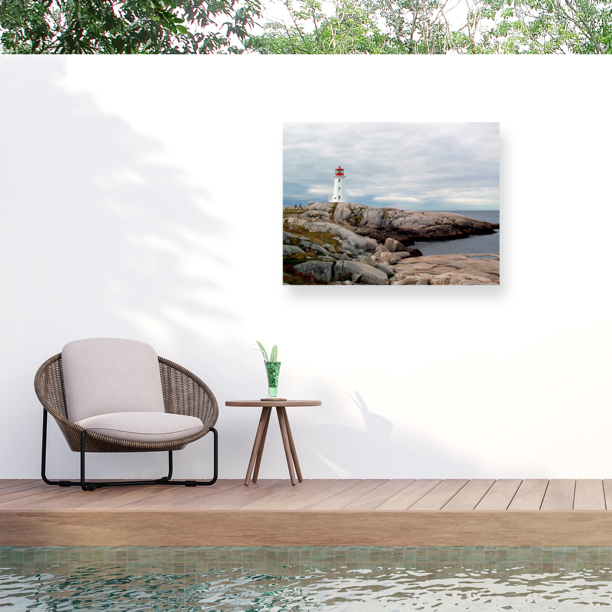 J.D. Mcfarlan 'Peggy's Cove Lighthouse' Outdoor Canvas 18x24