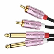 J&D RCA to 1/4 inch Cable, 6 ft Nylon Braided Stereo Audio Interconnect with Gold-Plated TS Connectors