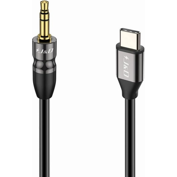 J&D USB Type C 3.5mm Car Audio Aux Adapter Cable Cord, 6.6ft