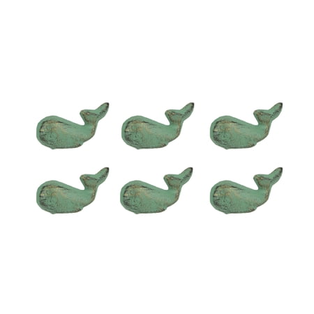 J.D. Yeatts Verdigris Green Cast Iron Whale Drawer Pulls Cabinet Knobs (Set of 6)