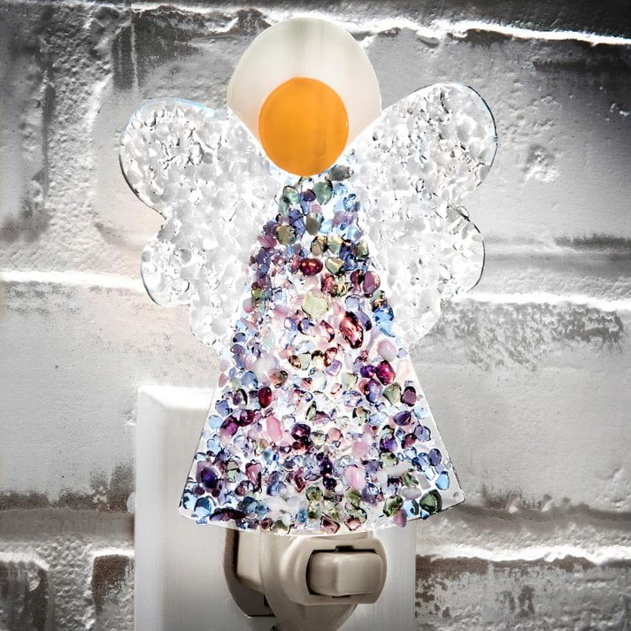 Fused Stained Glass Angel Night Light