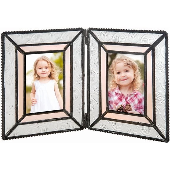 J Devlin Pic 172-2 Double Picture Frame Holds Two 2x3 Photo Vintage Stained Glass School Pictures Multi Photos