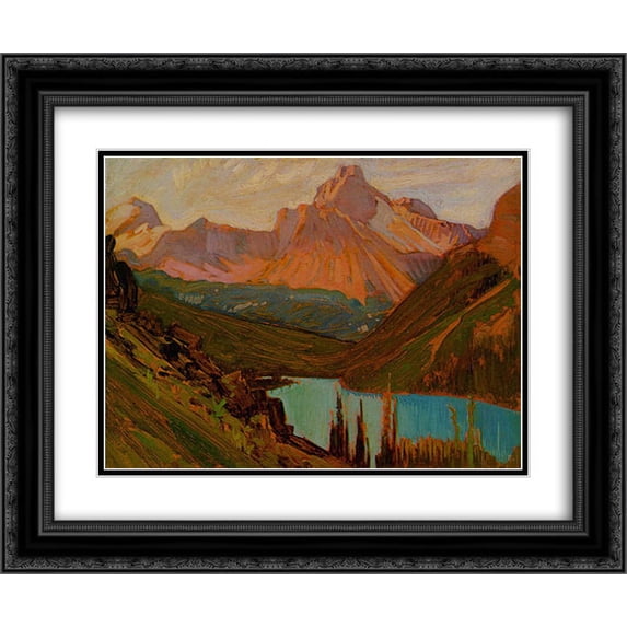 J. E. H. MacDonald 2x Matted 24x20 Black Ornate Framed Art Print 'Cathedral Peak, Lake O'Hara'