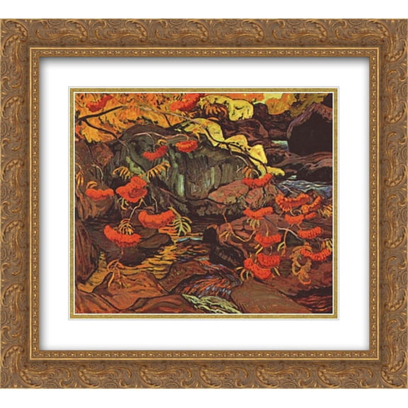 J. E. H. MacDonald 2x Matted 24x20 Gold Ornate Framed Art Print 'Rowanberries (Mountain Ash), Algoma'
