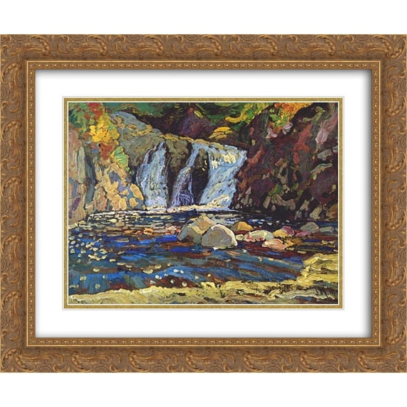 J. E. H. MacDonald 2x Matted 24x20 Gold Ornate Framed Art Print 'The Little Falls Sketch'