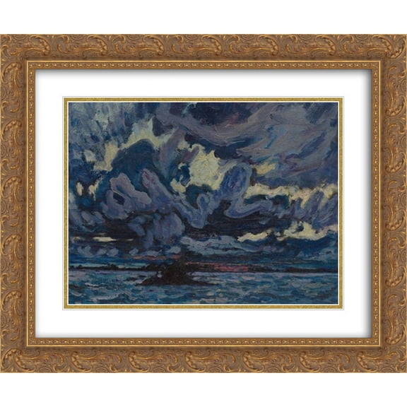 J. E. H. MacDonald 2x Matted 24x20 Gold Ornate Framed Art Print 'Wind Clouds'