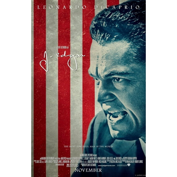 J. Edgar Movie poster Metal Sign 8inx 12in Metal Print 8x12 #643706 Square Adults AB Posters