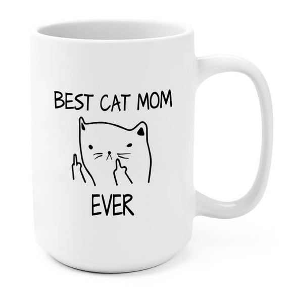 J.Ehonace 15 oz Cat Mom Ceramic Mug - Cat Lovers Theme Coffee Mugs for Mom