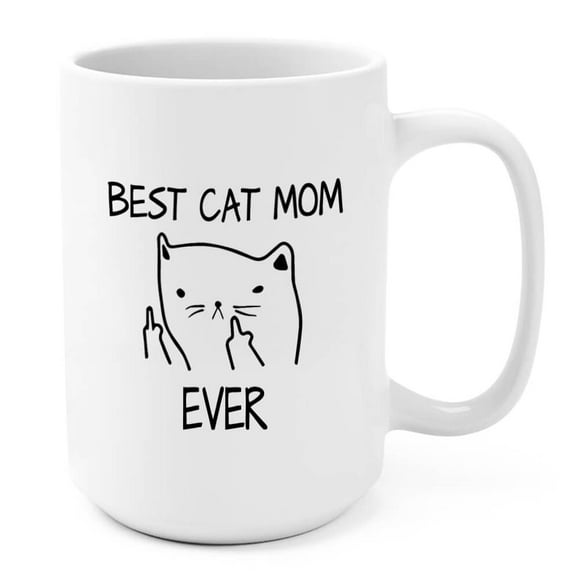 J.Ehonace 15 oz Cat Mom Ceramic Mug - Cat Lovers Theme Coffee Mugs for Mom