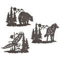 thumbnail image 1 of J-Fly Cabin Metal Wall Art Decor, Bear Wolf Hawk in the Forest Pine Tree, 9 Inch Set of 3, Rustic Concise House Decorations for Farmhouse Living Room Bedroom Bathroom, Hunting Mountain Decor for Indoo, 1 of 6