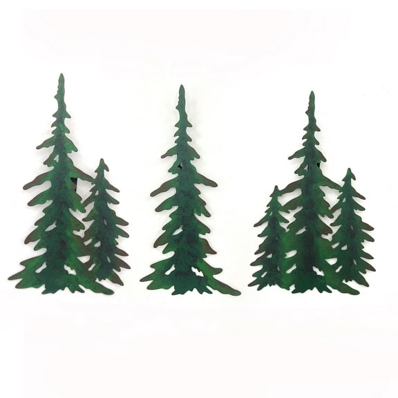 J-Fly Evergreen Pine Tree Metal Wall Decor Set of 3, Christmas Wall Decor 11 Inch