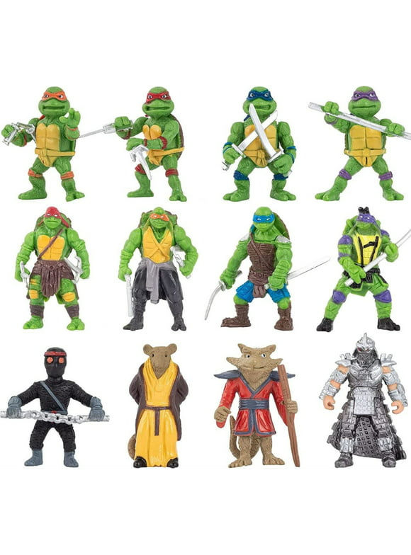 J&G 12 pcs Ninja Turtles Toys - TMNT Action Figures - Ninja Turtles Toy Set - Turtles Cake Toppers 2 inch