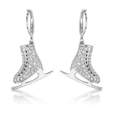 J Goodin E50190R-C01 Delicate 0.85ct Rhodium Plated Ice Skate Earrings