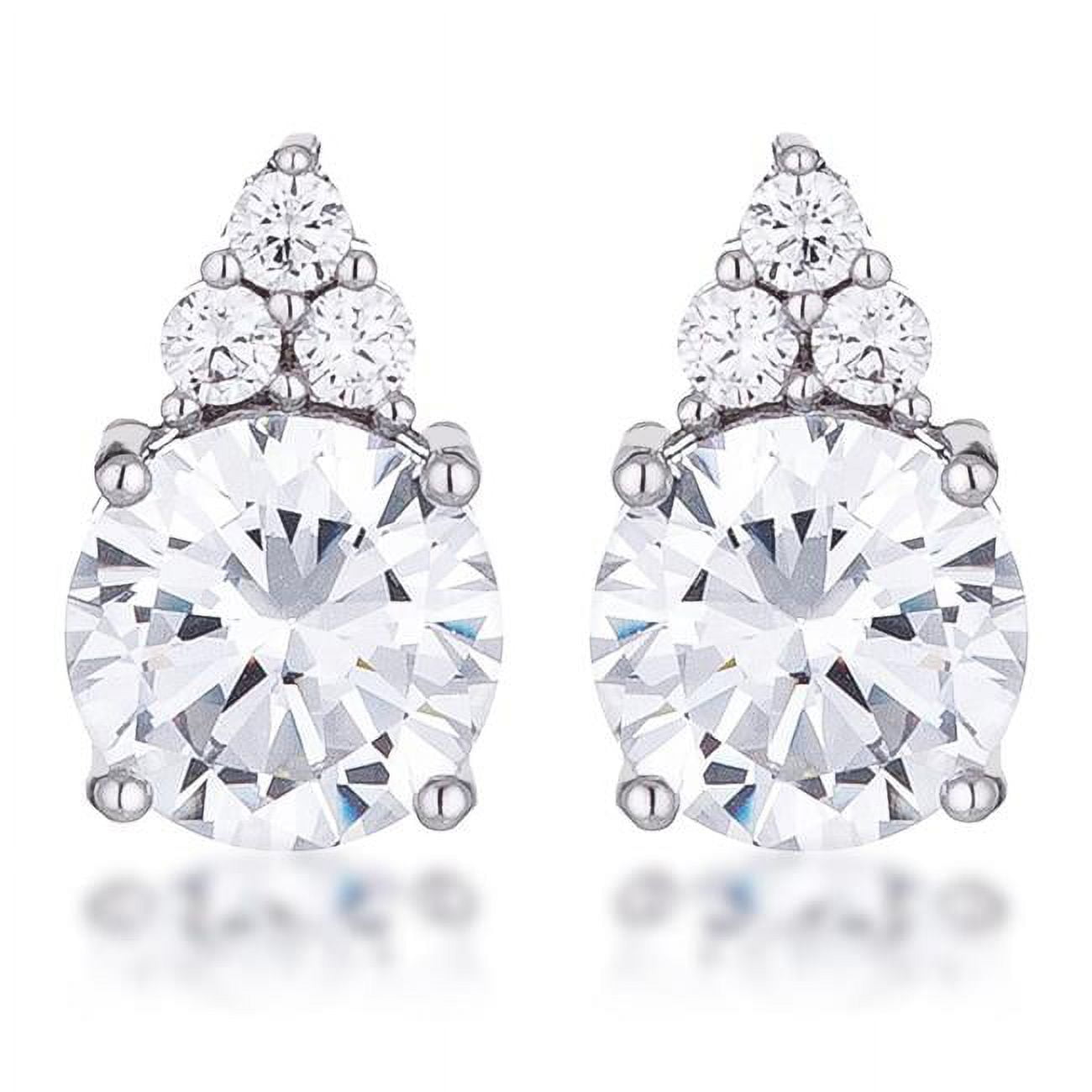 J Goodin E50192R-C01 6.16 CT Simple Rhodium Plated 9 mm Clear CZ Stud Earring