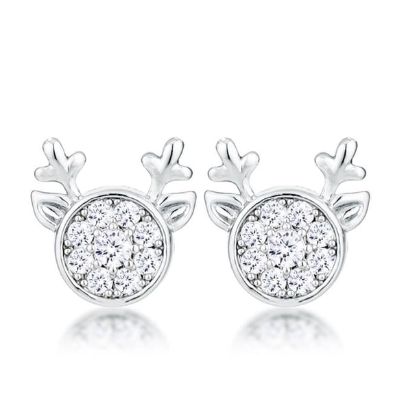 J Goodin E50206R-C01 0.34 CT Rhodium Plated Clear CZ Reindeer Earrings