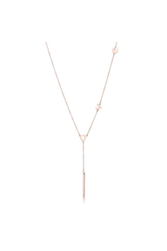 J Goodin N01339AV-V00 Stainless Steel Rose Gold Tone Love Necklace