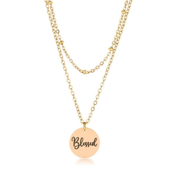 J Goodin N01364GV-V01 Chic Gold Engraved with Blessed Necklace