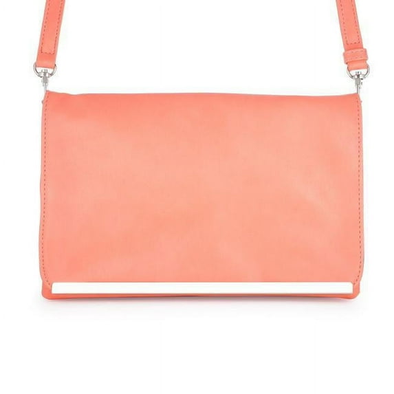 J Goodin TW-0057-CORAL Martha Coral Leather Purse Clutch with Silver Hardware