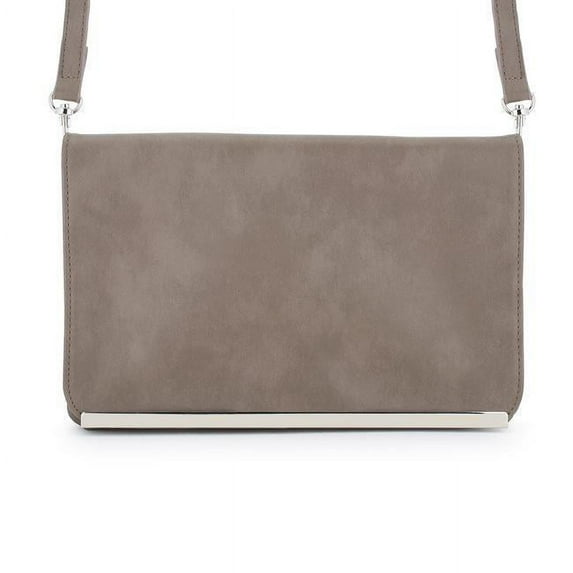 J Goodin TW-0057-TAUPE Martha Taupe Faux Leather Purse Clutch with Silver Hardware
